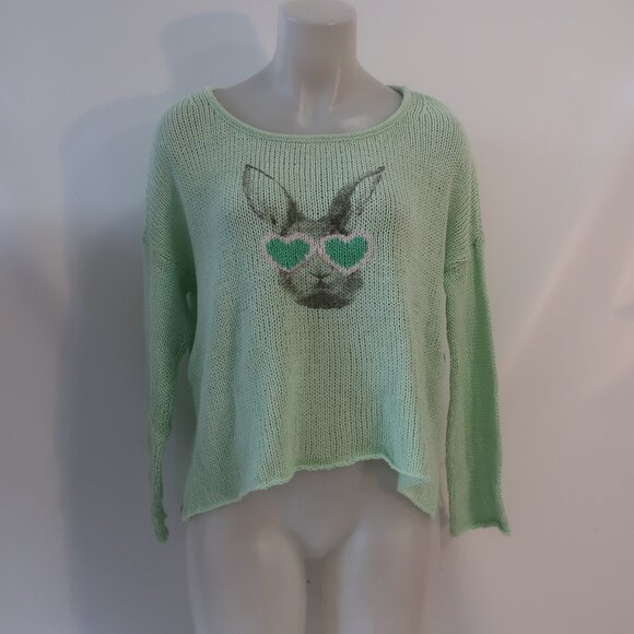 NWT Womens Wooden Ships Pastel Green Hip Hare Slouchy Crew Sweater X/S - Picture 3 of 8
